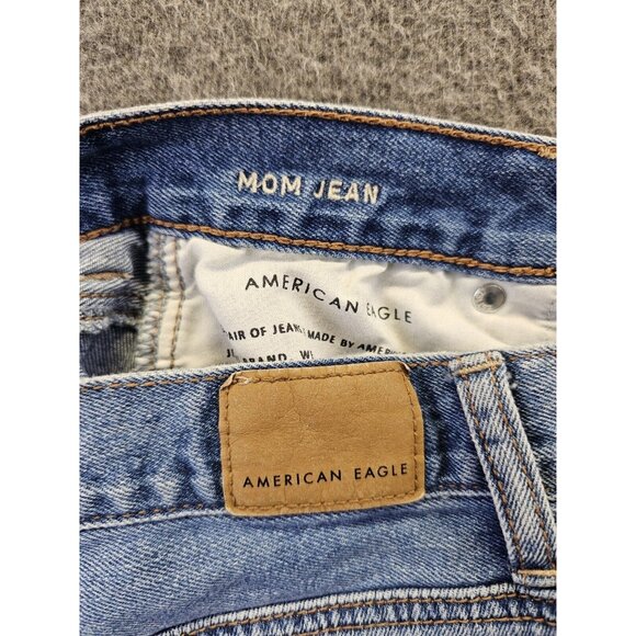 American Eagle Jeans Womens Size 0 Medium Wash Mom Jean Distressed Stretch - Picture 7 of 11